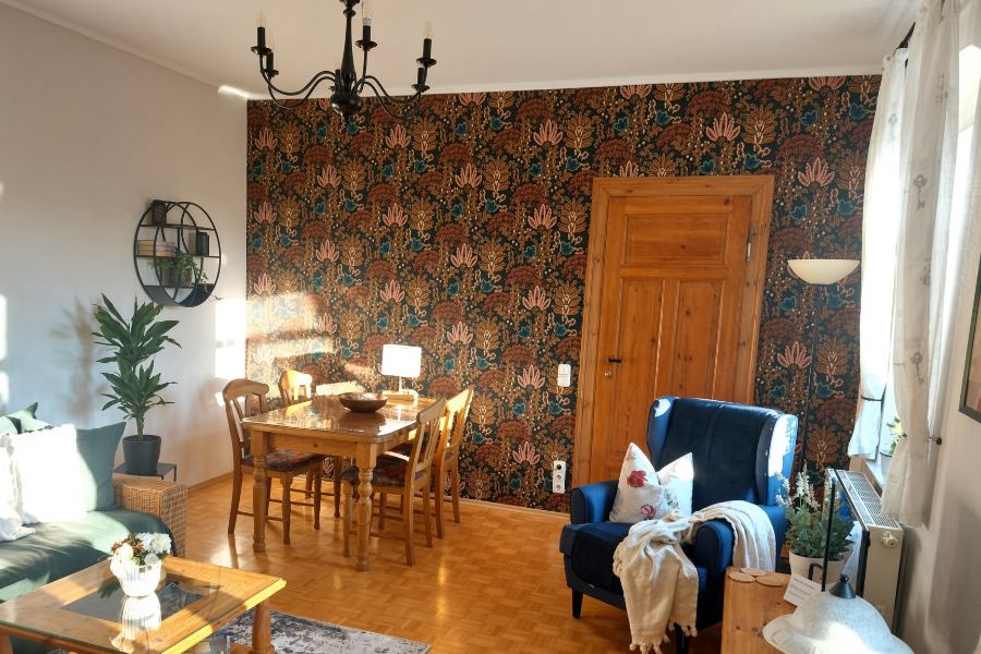 Wohnzimmer der Ferienwohnung Weinbergblick